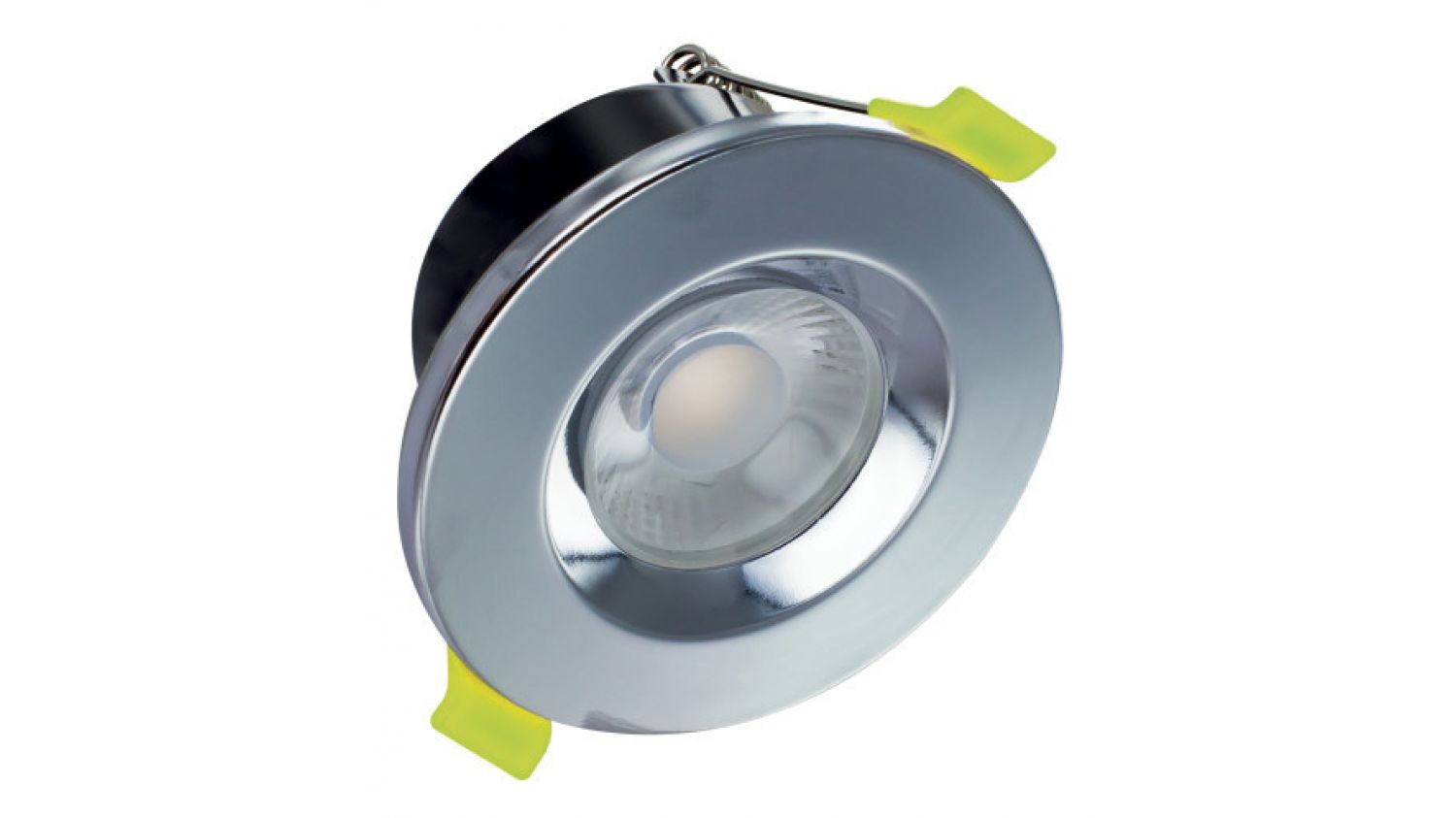 Integral ILDLFR68J003: J-Series Low-Profile 6w LED Downlight, chrome,  dimmable, IP65, 3000K, 600lm, 38° beam - from £6.14